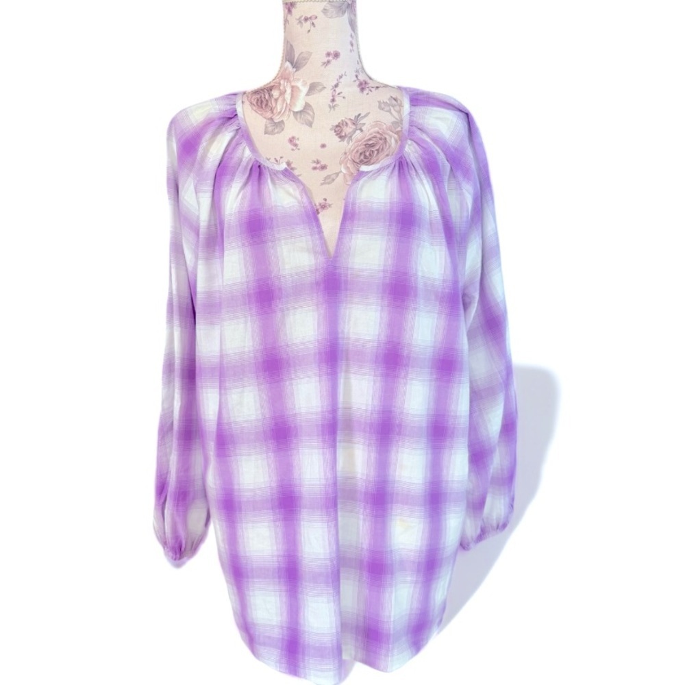 Loft Purple Plaid Blouse